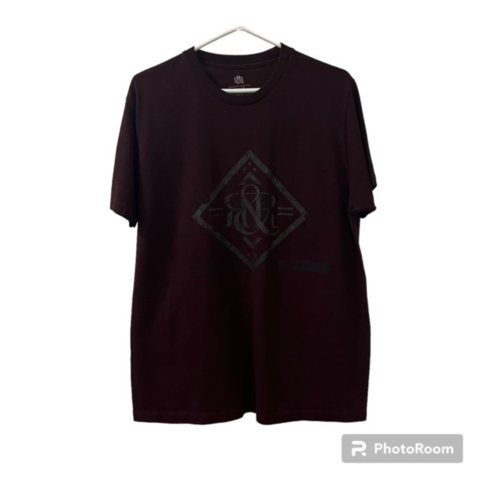Rock & Republic Mens Maroon The Iconic Tee Crewneck Short Sleeve Shirt Size Lg
